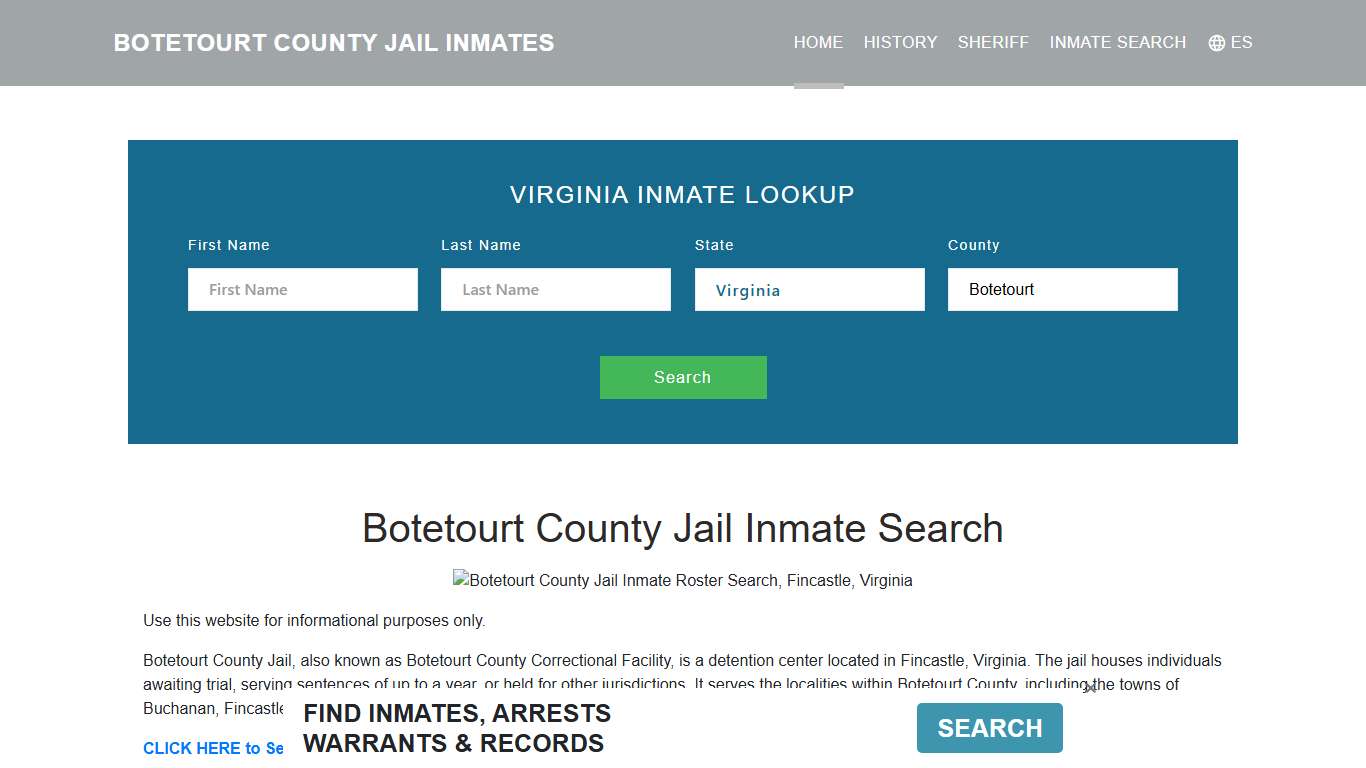 Botetourt County Jail Inmate Roster Lookup, Fincastle, VA