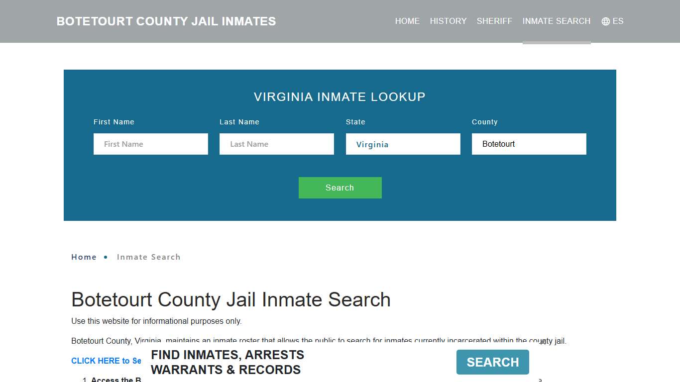Botetourt County, VA Detainee Lookup